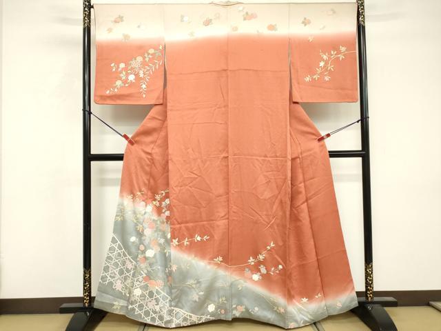 平和屋着物■訪問着　枝花文　暈し染め　金彩　正絹　逸品　DABF4322cd