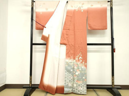 平和屋着物■訪問着　枝花文　暈し染め　金彩　正絹　逸品　DABF4322cd