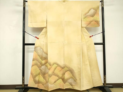 平和屋着物■訪問着　重ね山風景文　暈し染め　正絹　逸品　DABF4326cd