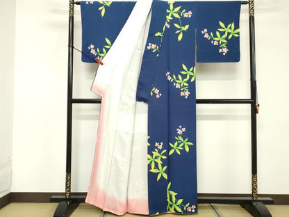 平和屋着物■上質な小紋　草花文　正絹　逸品　DABF4327cd