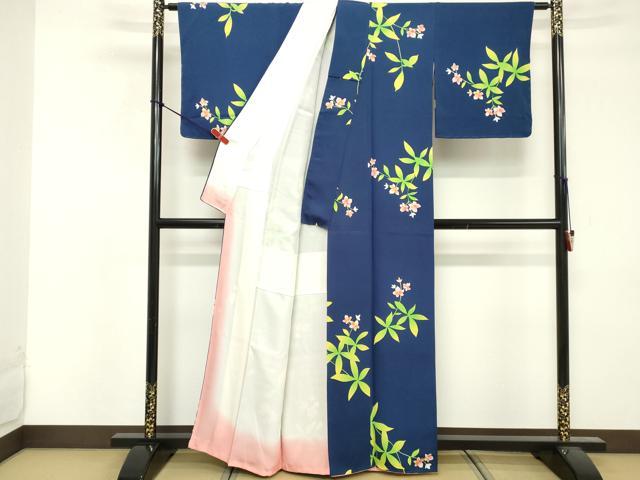 平和屋着物■上質な小紋　草花文　正絹　逸品　DABF4327cd