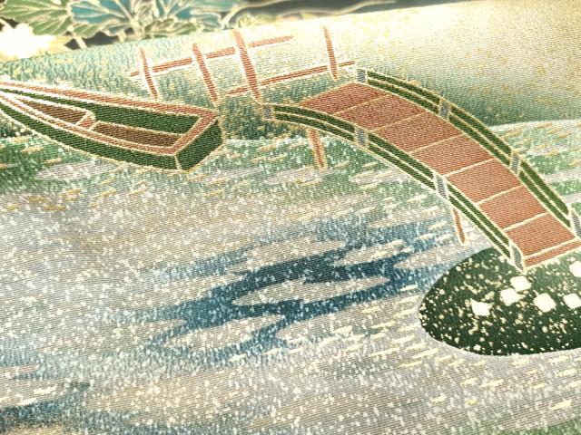 平和屋着物■豪華黒留袖　作家物　駒刺繍　飛鶴風景文　暈し染め　金彩　正絹　逸品　DABF4329cd