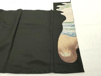 平和屋着物■豪華黒留袖　作家物　駒刺繍　飛鶴風景文　暈し染め　金彩　正絹　逸品　DABF4329cd