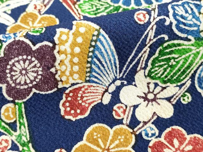平和屋着物■上質な小紋　型染め　流水花蝶文　正絹　逸品　DABF4331cd