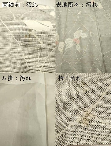 平和屋着物■上質な紬　草花文　正絹　逸品　DABF4334cd