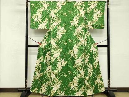 平和屋着物■小紋　草花文　洗える着物　DABF4375cd