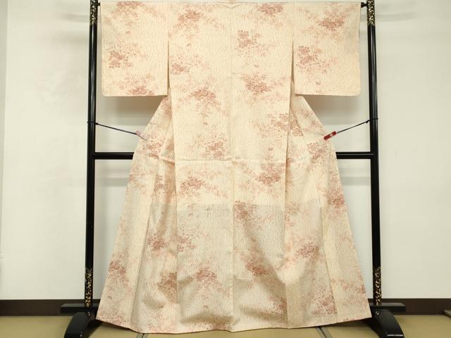 平和屋着物■上質な小紋　紬地　絞り　舞花文　正絹　逸品　DABF4377cd