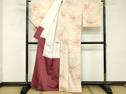 平和屋着物■上質な小紋　紬地　絞り　舞花文　正絹　逸品　DABF4377cd