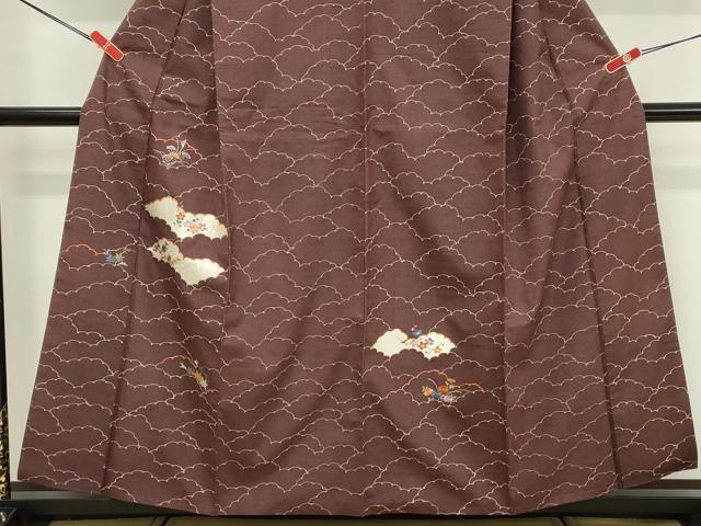 平和屋着物■訪問着　紬地　刺繍　雲重ね花文　正絹　逸品　DABF4379cd