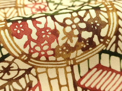 平和屋着物■上質な小紋　型染　幾何学花文　正絹　逸品　DABF4384cd