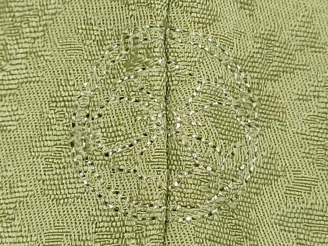 平和屋着物■上質な色無地　舞花地紋　柳色　正絹　逸品　DABF4390cd
