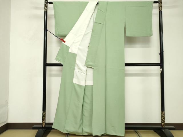 平和屋着物■上質な色無地　山葵色　正絹　逸品　DABF4394cd