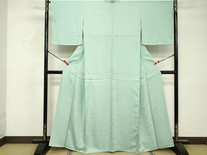 平和屋着物■上質な色無地　紗綾形地紋　水色　正絹　逸品　DABF4395cd