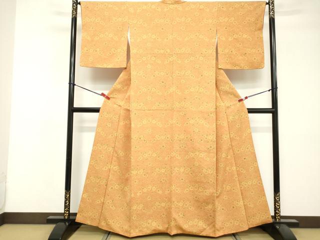 平和屋着物■上質な小紋　紬地　草花文　正絹　逸品　DABF4398cd