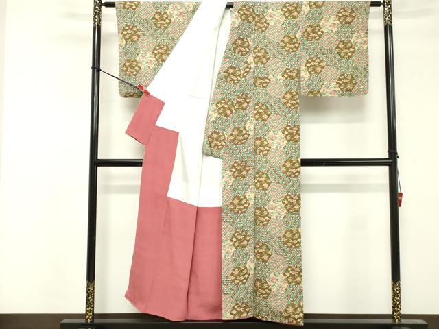 平和屋着物■上質な小紋　型染め　吉祥花文　正絹　逸品　DABF4403cd