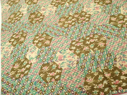 平和屋着物■上質な小紋　型染め　吉祥花文　正絹　逸品　DABF4403cd