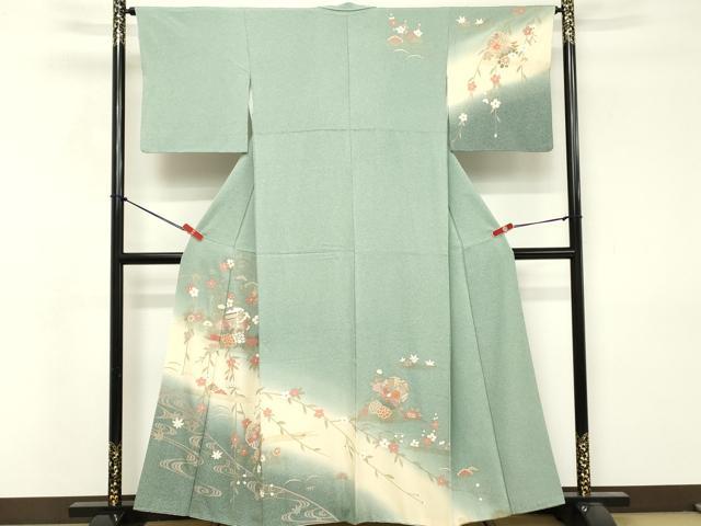 平和屋着物■訪問着　雪輪花文　暈し染め　金彩　まるやま扱い　正絹　逸品　DABF4405cd