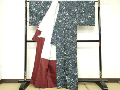 平和屋着物■小紋　流水文　洗える着物　DABF4412cd