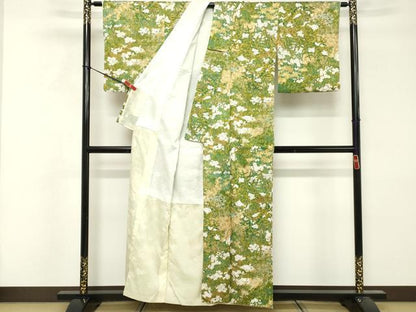 平和屋着物■小紋　手描き　草花文　洗える着物　DABF4413cd