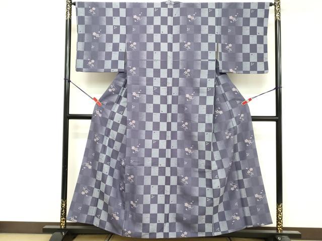 平和屋着物■小紋　市松文様　やまと誂製　洗える着物　DABF4424cd