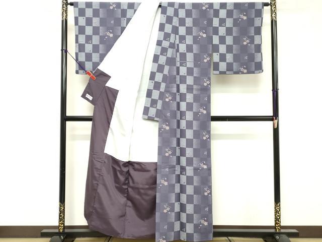 平和屋着物■小紋　市松文様　やまと誂製　洗える着物　DABF4424cd