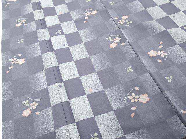平和屋着物■小紋　市松文様　やまと誂製　洗える着物　DABF4424cd