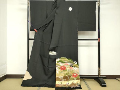 平和屋着物■京友禅作家　倉田泰波　黒留袖　草花文　金彩　仮絵羽　正絹　逸品　未使用　DABF4429cd