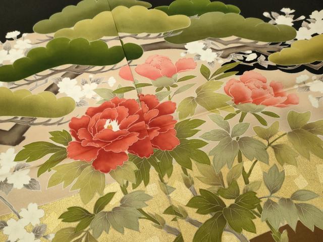 平和屋着物■京友禅作家　倉田泰波　黒留袖　草花文　金彩　仮絵羽　正絹　逸品　未使用　DABF4429cd