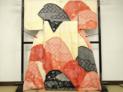 平和屋着物■訪問着　総絞り　重ね山花文　正絹　逸品　DABF4430cd