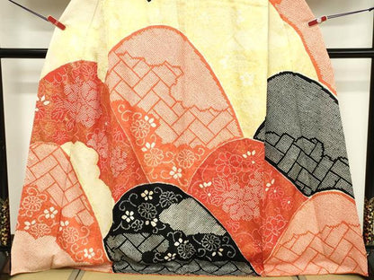 平和屋着物■訪問着　総絞り　重ね山花文　正絹　逸品　DABF4430cd