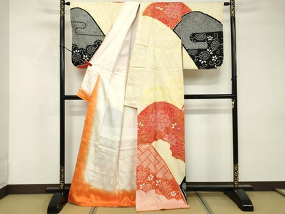 平和屋着物■訪問着　総絞り　重ね山花文　正絹　逸品　DABF4430cd