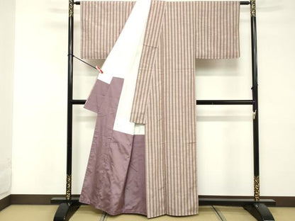 平和屋着物■上質な紬　縞　正絹　逸品　DABF4436cd