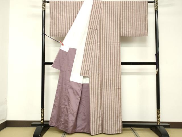 平和屋着物■上質な紬　縞　正絹　逸品　DABF4436cd