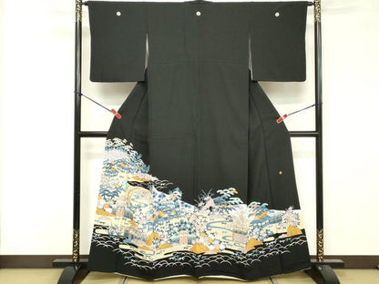 平和屋着物■豪華黒留袖 作家物 渡橋風景文 正絹 逸品 DABF4440cd
