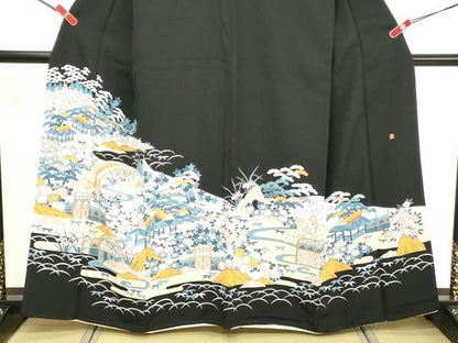 平和屋着物■豪華黒留袖 作家物 渡橋風景文 正絹 逸品 DABF4440cd