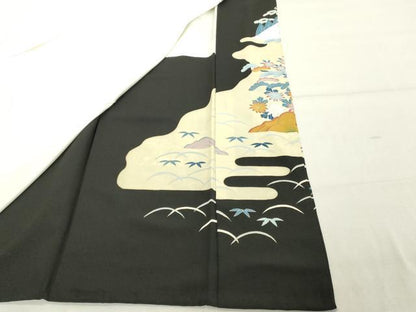 平和屋着物■豪華黒留袖 作家物 渡橋風景文 正絹 逸品 DABF4440cd