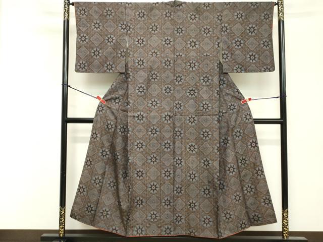 平和屋着物■結城紬 菱文 正絹 逸品 DABF4443cd