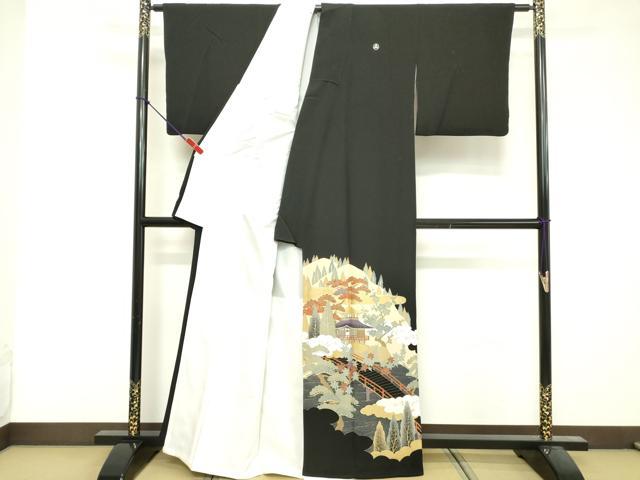 平和屋着物■豪華黒留袖 風景文 金彩 正絹 逸品 DABF4445cd
