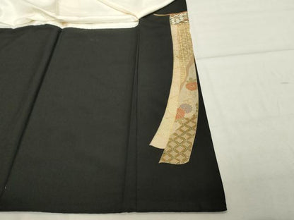 平和屋着物■豪華黒留袖 駒刺繍 扇面花文 金彩 正絹 逸品 DABF4453cd