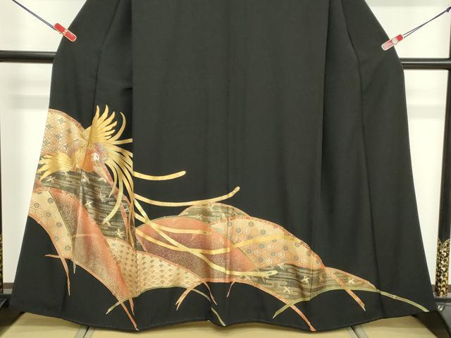 平和屋着物■豪華黒留袖　鳳凰風景文　金彩　正絹　逸品　DABF4454cd