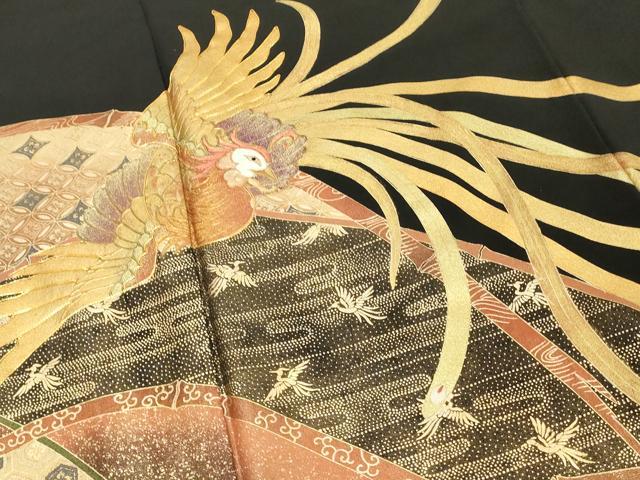 平和屋着物■豪華黒留袖　鳳凰風景文　金彩　正絹　逸品　DABF4454cd