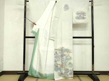 平和屋着物■訪問着　風景文　暈し染め　金彩　正絹　逸品　DABF4458cd