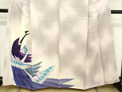 平和屋着物■訪問着　刺繍　孔雀　暈し染め　正絹　逸品　DABF4460cd