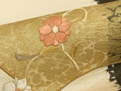 平和屋着物■訪問着　絞り　刺繍　地紙花文　金彩　正絹　逸品　DABF4462cd