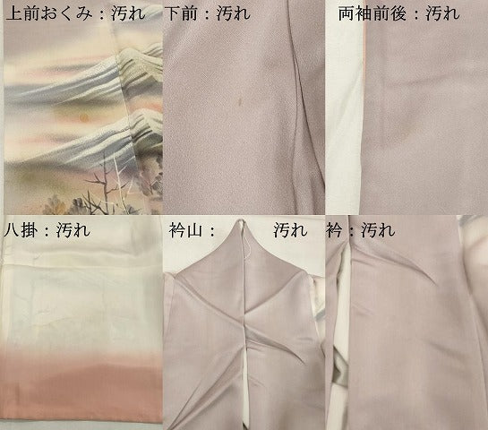 平和屋着物■訪問着　手描き　遠山風景文　暈し染め　正絹　逸品　DABF4463cd