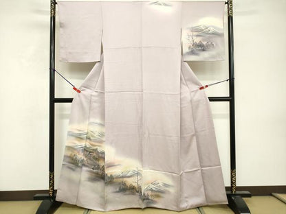 平和屋着物■訪問着　手描き　遠山風景文　暈し染め　正絹　逸品　DABF4463cd