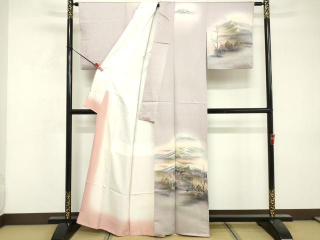 平和屋着物■訪問着　手描き　遠山風景文　暈し染め　正絹　逸品　DABF4463cd
