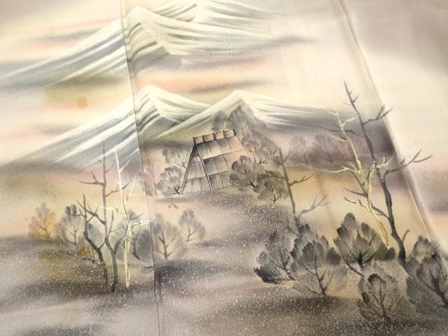 平和屋着物■訪問着　手描き　遠山風景文　暈し染め　正絹　逸品　DABF4463cd