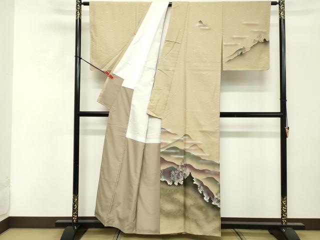平和屋着物■訪問着　遠山風景文　暈し染め　金彩　洗える着物　未使用　DABF4473cd