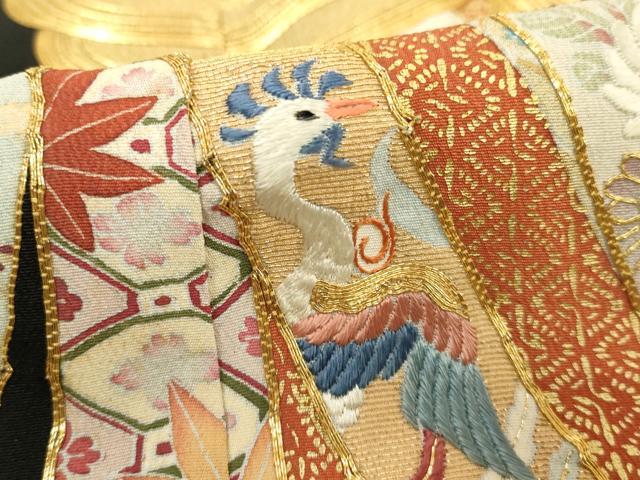 平和屋着物■豪華黒留袖　駒刺繍　束ね熨斗吉祥花蝶文　金彩　高島屋扱い　正絹　逸品　DABF4476cd